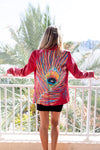 #58 PEACOCK FEATHER Hand Painted Jacket