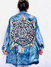 #55 AZTEC CALENDAR Hand Painted Jacket
